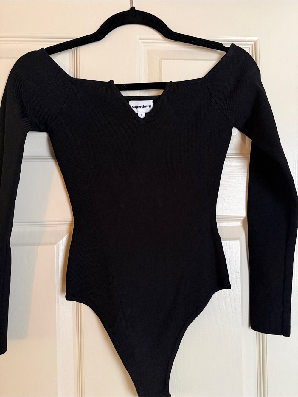 superdown Black Long-Sleeve One-Piece Bodysuit
